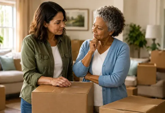 Family reviewing an estate property plan with documents