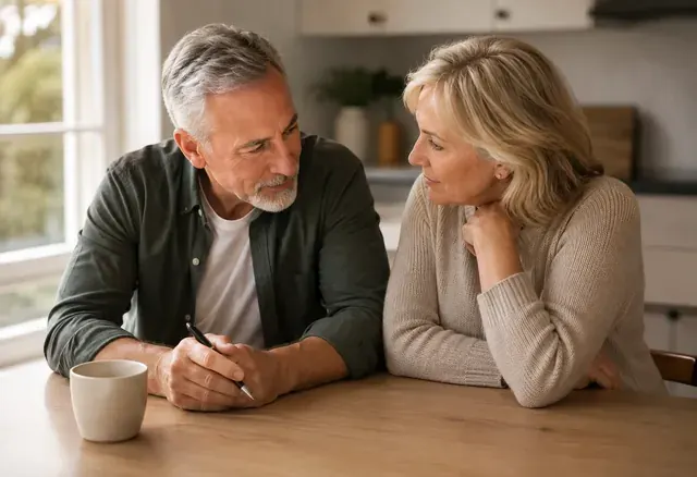 Older couple reviewing an estate plan together at home